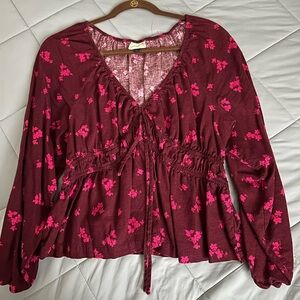 Universal Thread Burgundy Floral Blouse